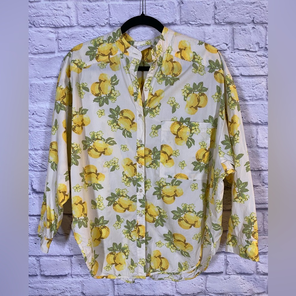 Out From Under Urban Outfitters Lemon Print Button-Up Blouse Size XS/S